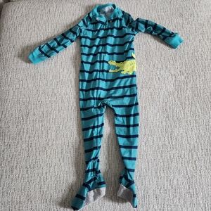 Simple joys by carters pj Blue Striped Kid One Piece footie 3T Crocodile Design